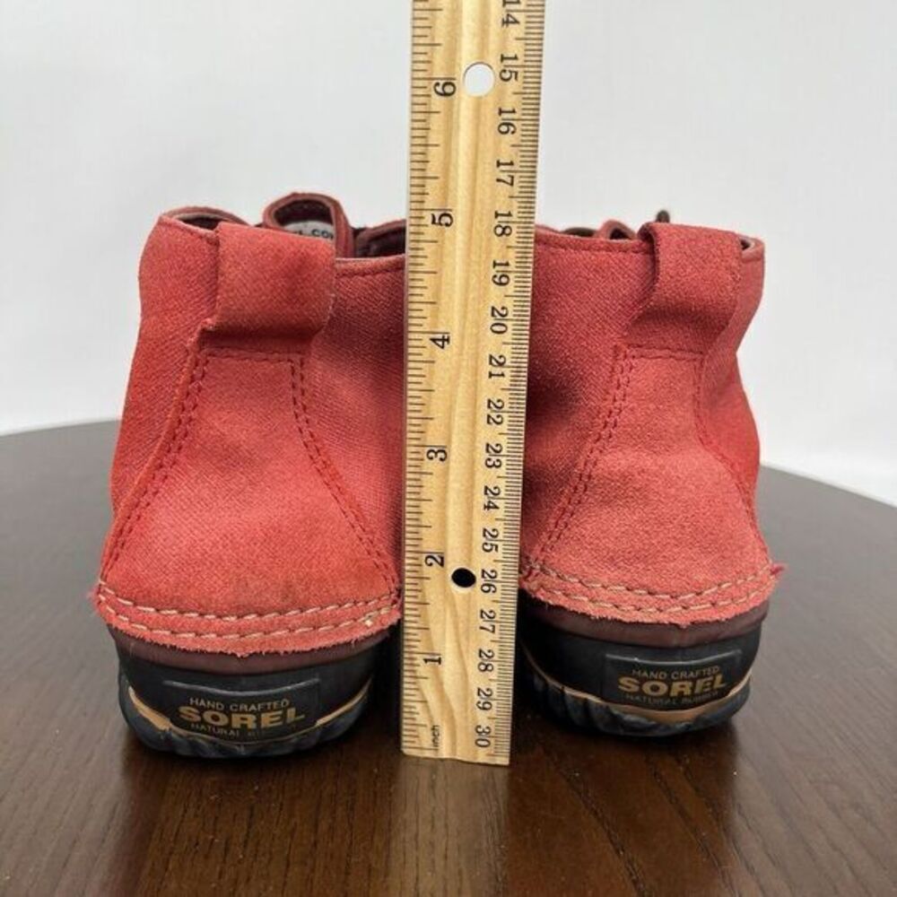 Sorel Out N About Plus Boot Womens Size 7 Red Black Leather Waterproof Duck Rain - Picture 9 of 16